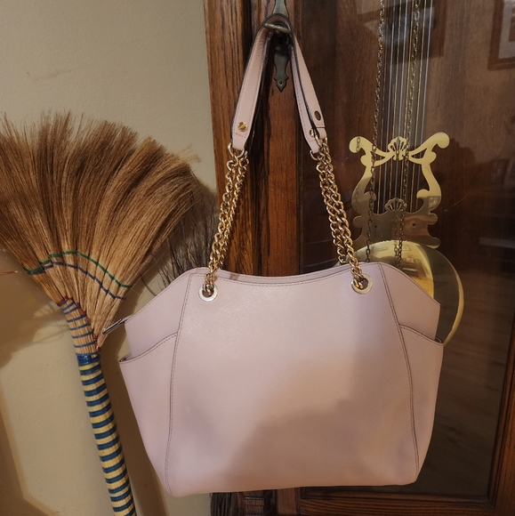 Michael Kors Powder Pink Leather Jet Set Travel Chain Tote - Picture 14 of 16